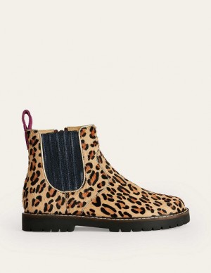 Leopard Kids' Boden Leather Chelsea Boots | 60983XDFV