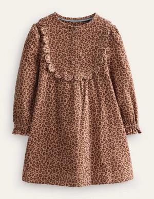 Leopard Kids' Boden Scallop Cord Dress | 63924THEU