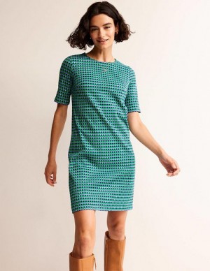 Light Green Women's Boden Ivy Jacquard Jersey Dress | 01438VXBL