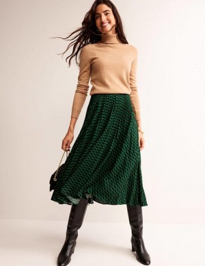 Light Green Women's Boden Pleated Skirts | 82753EBPC