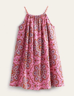 Light Pink Kids' Boden Plaited Strap Dress | 62304YHGA