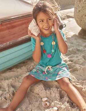 Light Turquoise Blue Kids' Boden Printed Jersey Skirts | 54976ROVQ