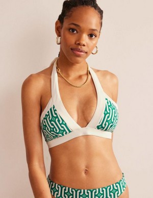 Light Turquoise / Azure Women's Boden Ithaca Halter Bikini Tops | 14653BADN