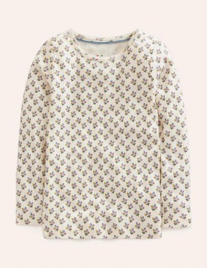 Light Yellow / Mustard Kids' Boden Long Sleeve Pointelle Tops | 08642DKCE