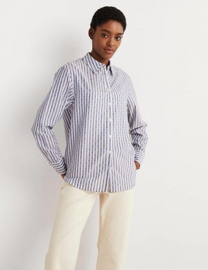 Metal Stripes Women's Boden Embroidered Relaxed Shirts | 53648GIDV