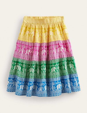 Multicolor Kids' Boden Colourblock Woven Skirts | 86759VHOB