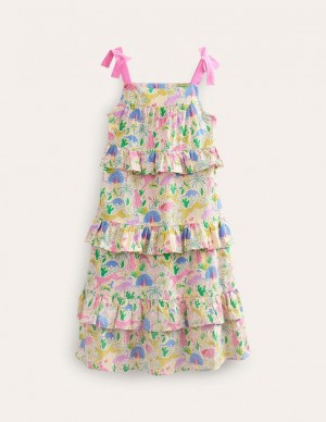 Multicolor Kids' Boden Tiered Ruffle Maxi Dress | 09324XPHS