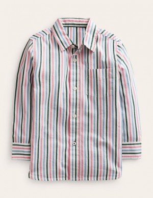 Multicolor Stripes Kids' Boden Laundered Shirts | 48629LYBM