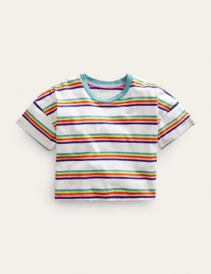 Multicolor Stripes Kids' Boden Relaxed T-Shirt | 45106XKWT