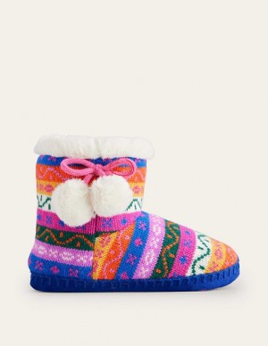 Multicolor Stripes Kids' Boden Slipper Boots | 17062CVXL