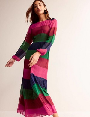 Multicolor Stripes Women's Boden Colourblock Maxi Dress | 13847VIOL