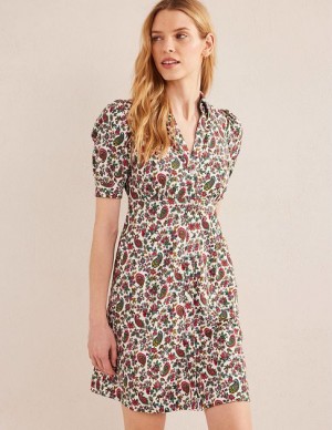 Multicolor Women's Boden Button Jersey Mini Dress | 79180JVKI