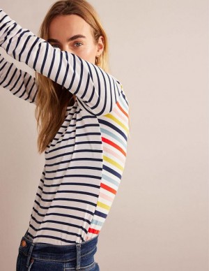 Multicolor Women's Boden Ella Long Sleeve Breton T-Shirt | 75091YEKR