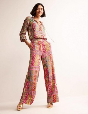 Multicolor Women's Boden Fluid Wide-leg Pants | 62819OKYG