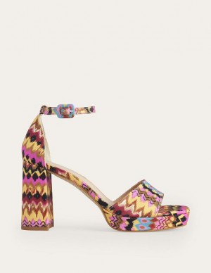 Multicolor Women's Boden Platform Heeled Sandals | 27804GHUV