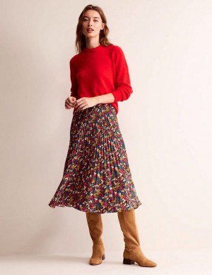 Multicolor Women's Boden Pleated Skirts | 84709IJYF