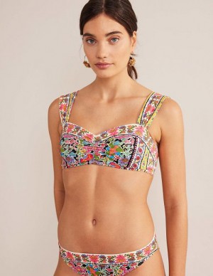 Multicolor Women's Boden Pleated Strap Bikini Tops | 94725JDNI