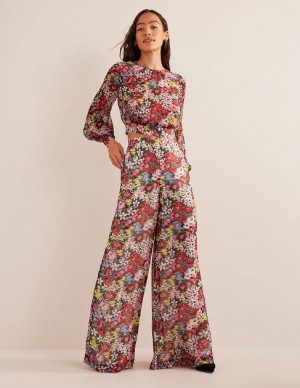 Multicolor Women's Boden Printed Palazzo Pants | 54017WZFI