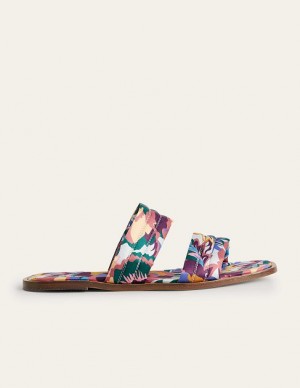 Multicolor / Rose Women's Boden Printed Satin Slide Sandals | 54836ESIM