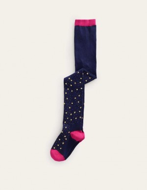 Navy Gold Kids' Boden Patterned Tights | 53721VLGY