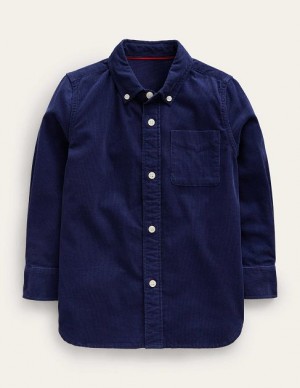 Navy Kids' Boden Cord Shirts | 16250BQXZ