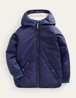 Navy Kids' Boden Sherpa Lined Anorak Jackets | 19270MSYR