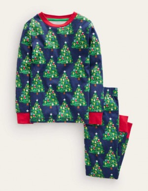 Navy Kids' Boden Single Glow-in-the-dark Pajamas | 79165BGDR