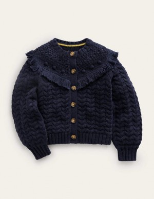 Navy Kids' Boden Tassle Cardigan | 98627VXJG