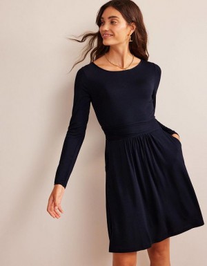 Navy Women's Boden Abigail Jersey Dress | 86243PEGB