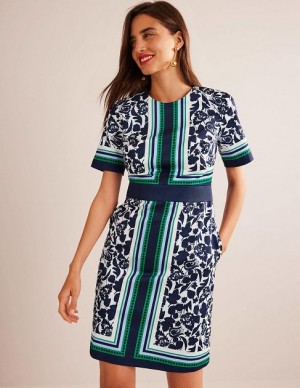 Navy Women's Boden Alexa Cotton Dress | 18925XEKQ