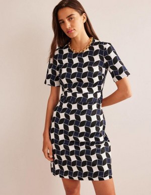 Navy Women's Boden Alexa Cotton Dress | 36175XDVO