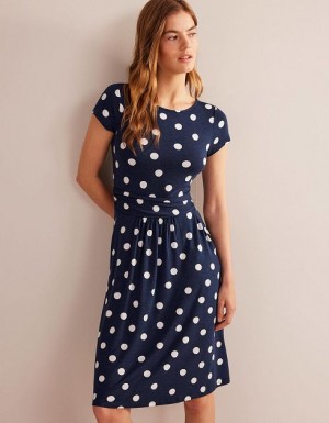 Navy Women's Boden Amelie Jersey Dress | 41506AOUL