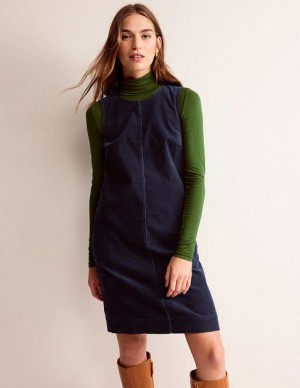 Navy Women's Boden Cord Dress | 71956GANH