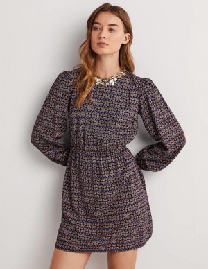 Navy Women's Boden Crew Neck Dress | 25978PMAS