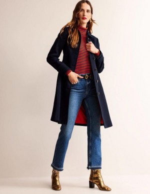 Navy Women's Boden Durham Wool Collared Coats | 71265RVXY