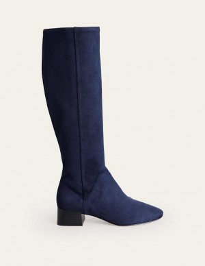 Navy Women's Boden Flat Stretch Knee-high Boots | 47695SKMD