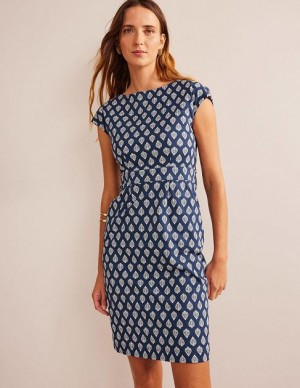 Navy Women's Boden Florrie Jersey Dress | 93208HDPQ