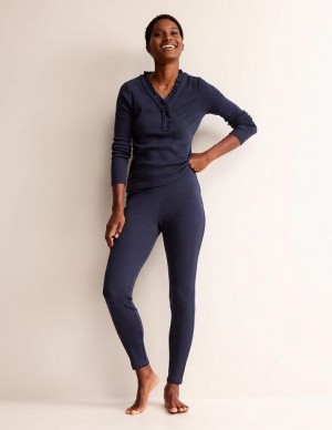 Navy Women's Boden Jersey Leggings Pajamas | 40712CBWT