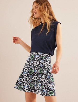 Navy Women's Boden Jersey Wrap Skirts | 39158DBPS