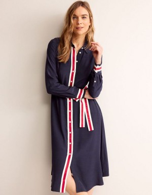 Navy Women's Boden Kate Tipping Shirt Dress | 48629YRSB