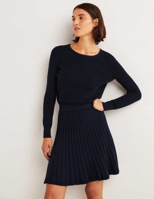 Navy Women's Boden Pleated Mini Dress | 16908DAXV