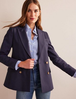 Navy Women's Boden Semi Fitted Double Breasted Jackets | 80976ITJY