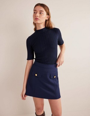 Navy Women's Boden Tailored A-line Skirts | 74809CUWN