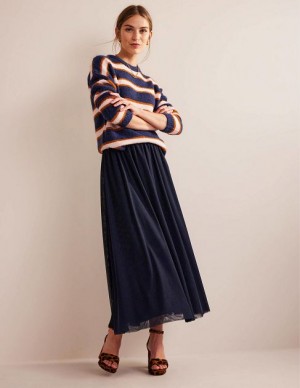 Navy Women's Boden Tulle Full Skirts | 16780FZTP