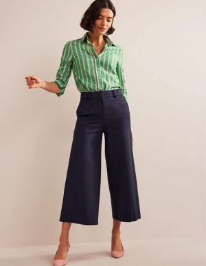 Navy Women's Boden Wide-leg Ponte Culottes Pants | 38142IDLJ