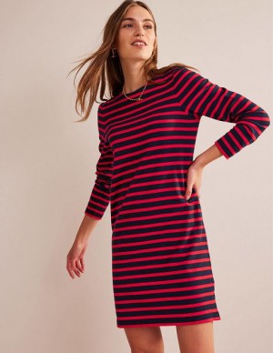 Navy / Red Stripes Women's Boden Sophie Breton Jersey Dress | 51206MJAN