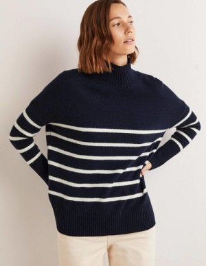 Navy / White Stripes Women's Boden Jessica Oversized Sweaters | 03689CBXV