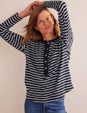 Navy / White Women's Boden Rosie Stripe T-Shirt | 26105MBND