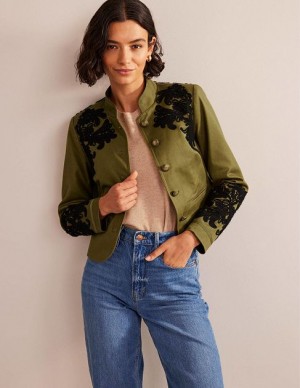 Olive Green Women's Boden Warwick Embroidered Jackets | 01265AUQX