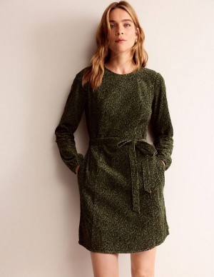 Olive / green Women's Boden Harriet Cord Dress | 35601SGDW